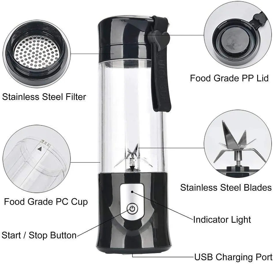 Liquidificador Portatil Juice Blender 18000rpm USB recarregavel