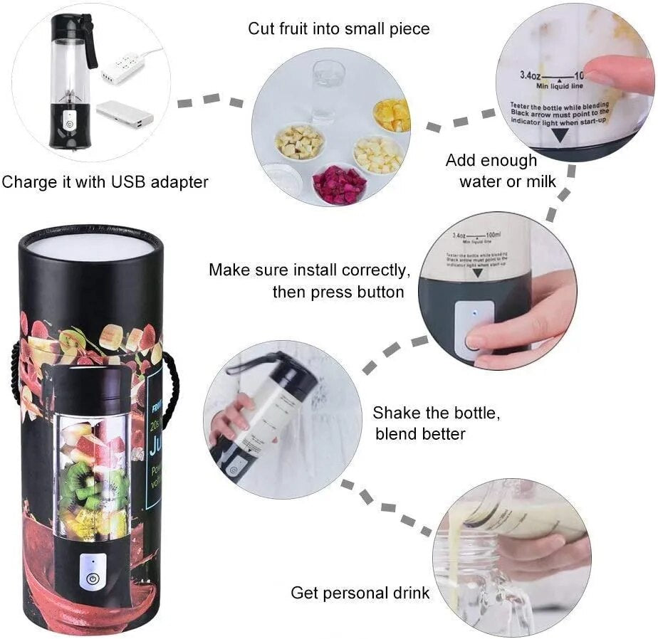 Liquidificador Portatil Juice Blender 18000rpm USB recarregavel