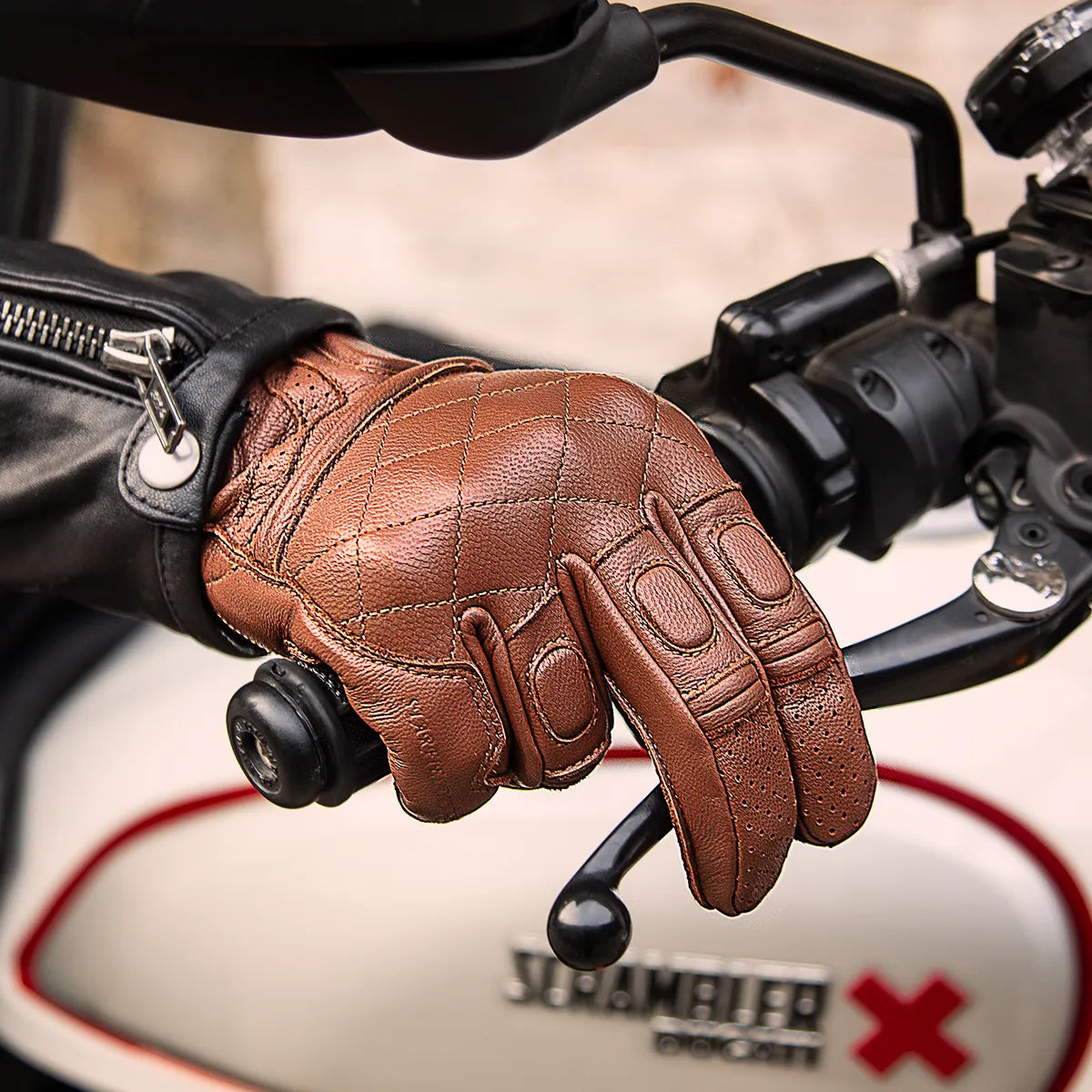 Luvas Esportivas de couro para motociclista